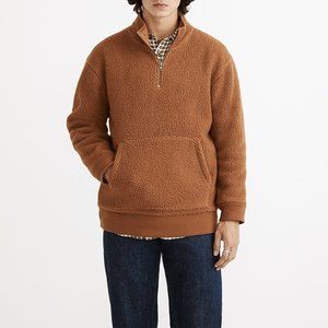 MADEWELL WARM COFFEE (RE)SOURCED SHERPA HALF-ZIP SWEATSHIRT